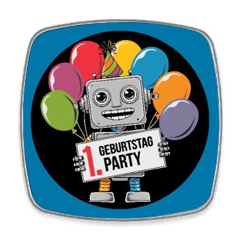 Ich bin 1 Jahr erster Geburtstag mit Roboter - Viereckiger Kühlschrankmagnet - Weiß - Vorne