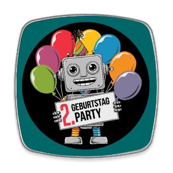 Ich bin 2 Jahre zweiter Geburtstag Roboter - Viereckiger Kühlschrankmagnet - Weiß - Vorne