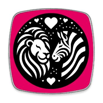 Leo et Zèbre Amour et amitié - Magnet carré - blanc - Devant