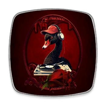 The black swan, which symbolizes creativity - Square fridge magnet - white - Front