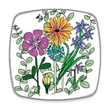 Blumen, Blüten und Pflanzen - Viereckiger Kühlschrankmagnet - Weiß - Vorne