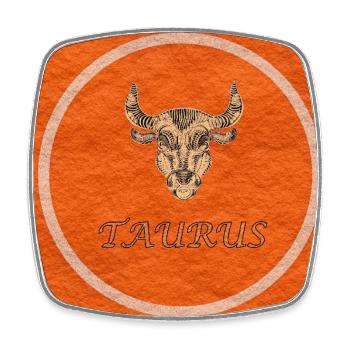 Taureau - Magnet carré - blanc - Devant