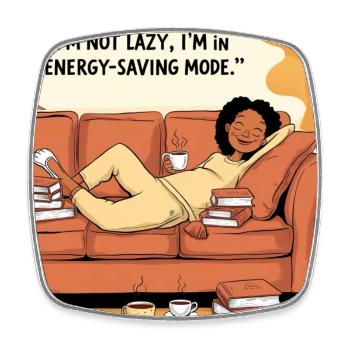 I´m not lazy i am in energy saving mode - Viereckiger Kühlschrankmagnet - Weiß - Vorne