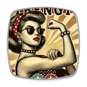 Strength Strong Cool Woman Rockabilly Gift - Square fridge magnet - white - Front