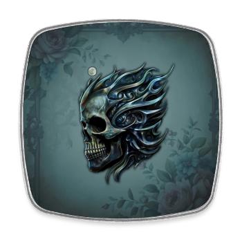 Die Flamme des Lebens: Ein Totenkopf-Design - Viereckiger Kühlschrankmagnet - Weiß - Vorne