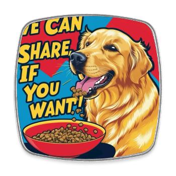 Golden Retriever - We Can Share If You Want - Viereckiger Kühlschrankmagnet - Weiß - Vorne