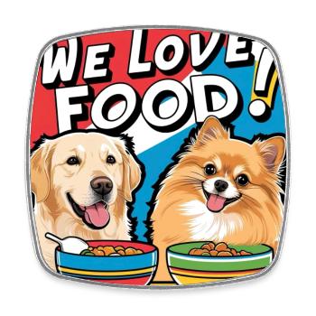 Chiens comiques - Nous aimons la nourriture - Magnet carré - blanc - Devant