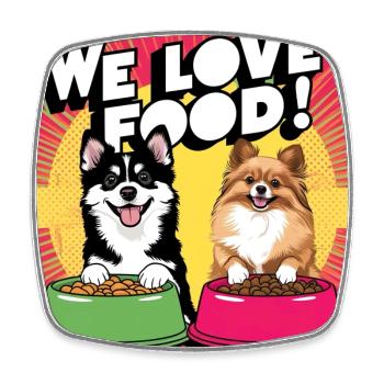 Nous aimons la nourriture - Comic Dogs - Magnet carré - blanc - Devant