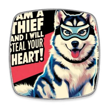 Husky "I am a thief and i will steal your heart" - Viereckiger Kühlschrankmagnet - Weiß - Vorne