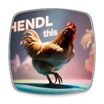 Cool chicken "Hendl this" - Square fridge magnet - white - Front