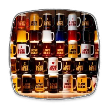 I Love Beer Beer Mug Pattern - Square fridge magnet - white - Front