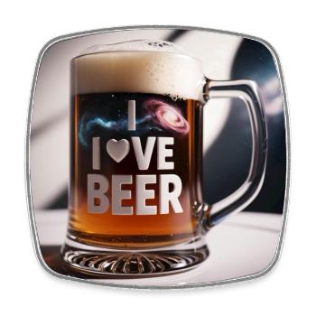 Beer mug "I Love Beer" - Square fridge magnet - white - Front