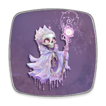 Magical melodies of the cute skeleton. - Square fridge magnet - white - Front