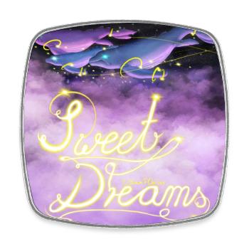 Sweet Dreams Space-Whale - Viereckiger Kühlschrankmagnet - Weiß - Vorne