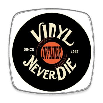 Vinyl Never Die - Viereckiger Kühlschrankmagnet - Weiß - Vorne