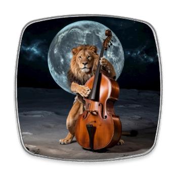 Leo joue de la contrebasse sur la lune contrebassiste - Magnet carré - blanc - Devant