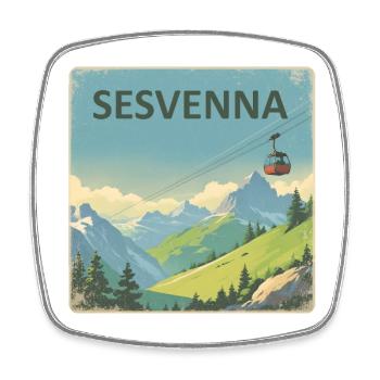 Sesvenna - Viereckiger Kühlschrankmagnet - Weiß - Vorne