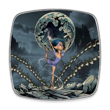 Balancing between music and magic - Square fridge magnet - white - Front