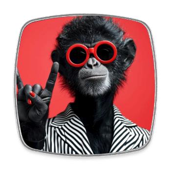 Affe mit roter Sonnenbrille macht Rock Geste - Viereckiger Kühlschrankmagnet - Weiß - Vorne