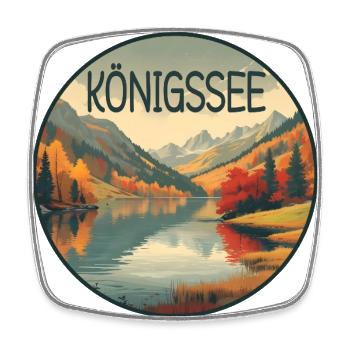 Koenigssee retro bergsee - Viereckiger Kühlschrankmagnet - Weiß - Vorne