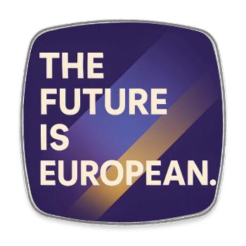 Europäische Zukunftsvision Design - Viereckiger Kühlschrankmagnet - Weiß - Vorne