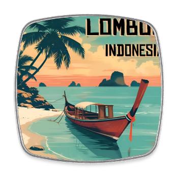 Lombok - Viereckiger Kühlschrankmagnet - Weiß - Vorne