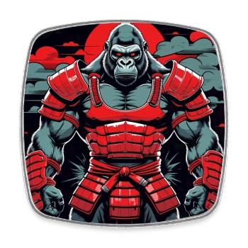 Primal Ronin – Le gorille samouraï - Magnet carré - blanc - Devant
