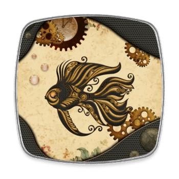 The Mechanical Wonder of the Ocean: A Steampunk Fish - Square fridge magnet - white - Front