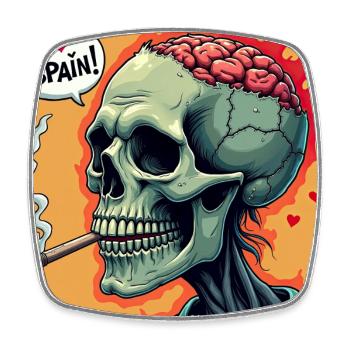 Zombie Schädel – I Love Spain Design - Viereckiger Kühlschrankmagnet - Weiß - Vorne