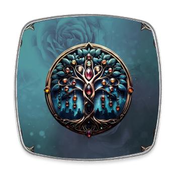 City in the shade of the lush tree of life - Square fridge magnet - white - Front