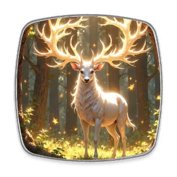 Power Animal Deer in Daylight - Square fridge magnet - white - Front