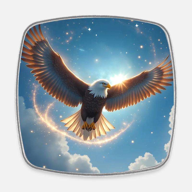Power Animal Eagle in the Sky - Square fridge magnet - white