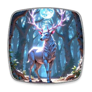 Animal Totem Cerf au Clair de Lune - Magnet carré - blanc - Devant