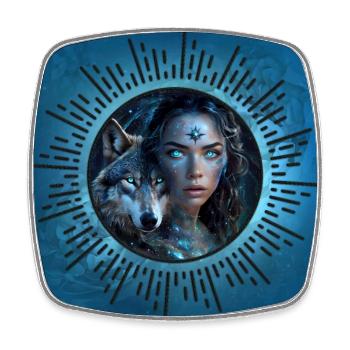 Heavenly alliance: the wolf and the beautiful woman. - Square fridge magnet - white - Front