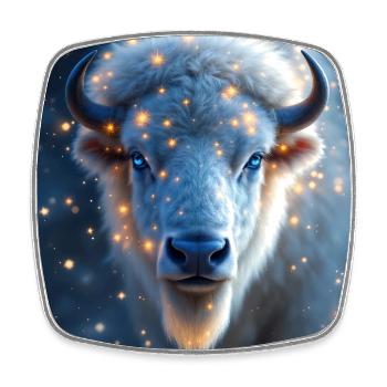 White Bison Power Animal - Square fridge magnet - white - Front