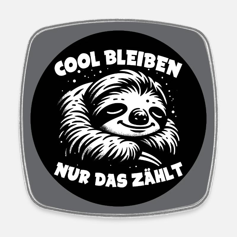 Faultier - immer cool bleiben - immer mit der Ruhe - Viereckiger Kühlschrankmagnet - Weiß