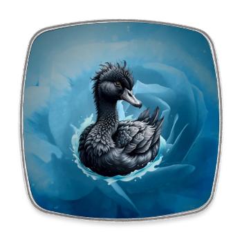 Der schwarze Schwan und die blaue Rose. - Viereckiger Kühlschrankmagnet - Weiß - Vorne