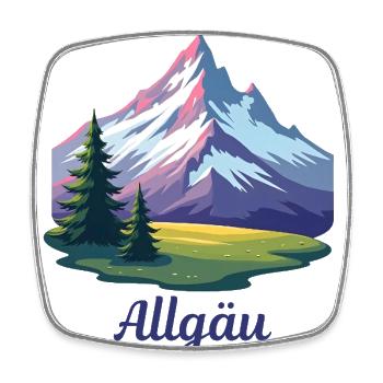 Allgäu bunt comic - Viereckiger Kühlschrankmagnet - Weiß - Vorne
