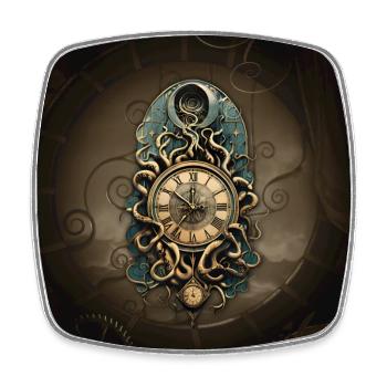 Le mystérieux mouvement steampunk. - Magnet carré - blanc - Devant