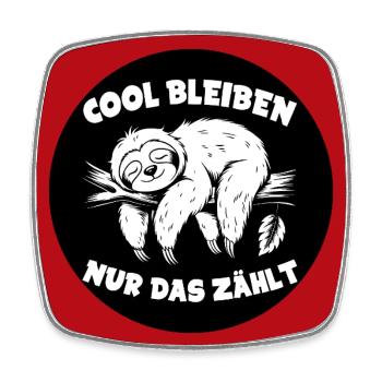 Cool bleiben immer mit der Ruhe lustiges Faultier - Viereckiger Kühlschrankmagnet - Weiß - Vorne