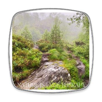Nature is free therapy. Nature is free.. - Square fridge magnet - white - Front