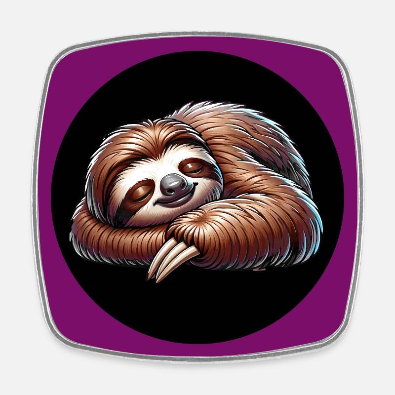 Sloth - always stay cool with the calm - Square fridge magnet - white