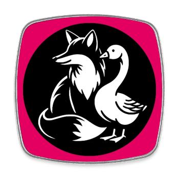 Fox and goose in friendship - Square fridge magnet - white - Front