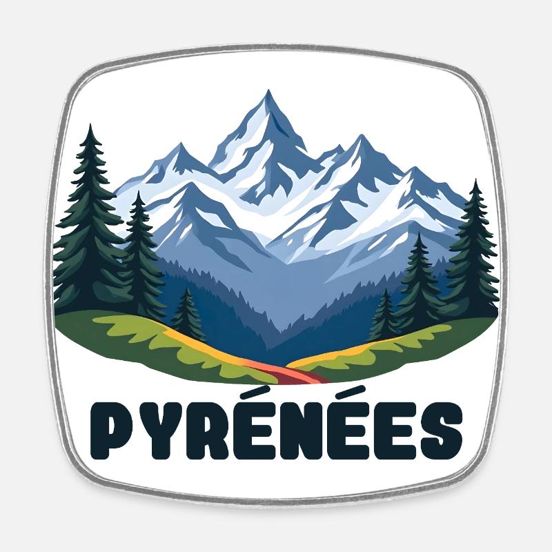 Pyrénées Pyrénées Françaises - Magnet carré - blanc
