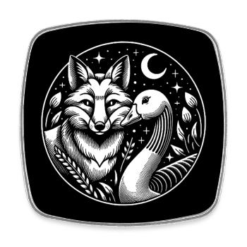Fox and Goose Friendship Friends Forever - Square fridge magnet - white - Front