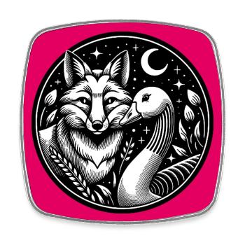 Fox and Goose Friendship Friends Forever - Square fridge magnet - white - Front