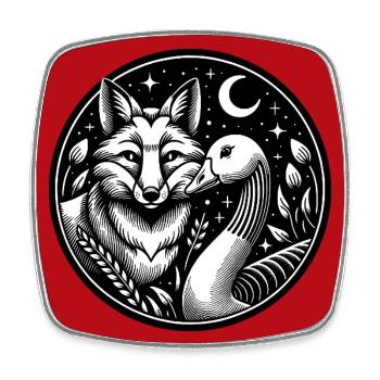 Fox and Goose Friendship Friends Forever - Square fridge magnet - white - Front