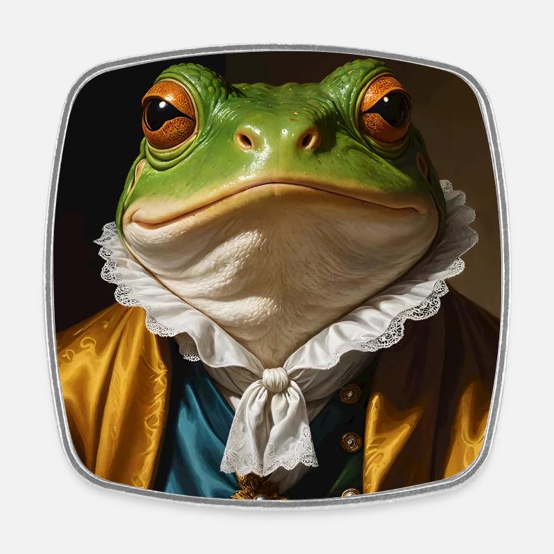 The Noble Frog – Royal Amphibian Chic - Square fridge magnet - white