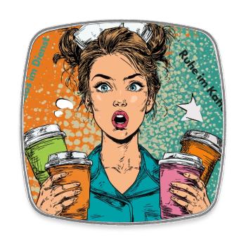 Chaos im Dienst. Ruhe im Kaffee. - Viereckiger Kühlschrankmagnet - Weiß - Vorne