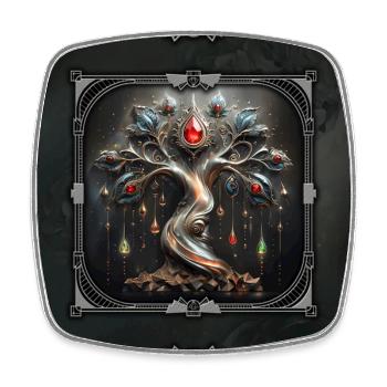 Art Deco design of the Tree of Life. - Square fridge magnet - white - Front